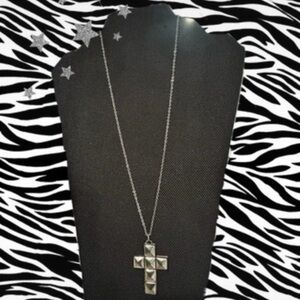 Geometric Silver Cross Necklace